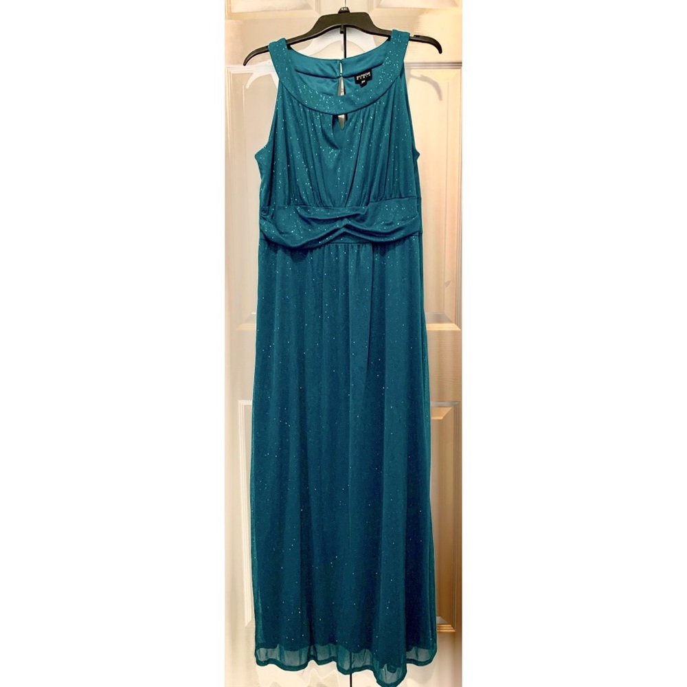 Enfocus Studio Teal Sparkle Maxi Dress
